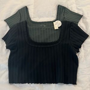 Ribbed aerie cropped tops